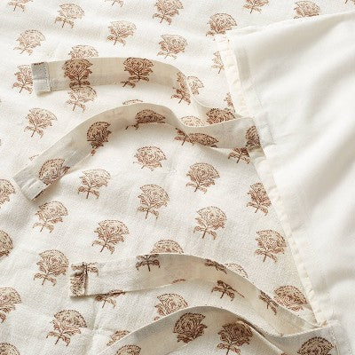 2 pk King Lofty Cotton Slub Woodblock Print Floral Quilt Sham White/Mauve - Threshold designed with Studio McGee: Luxurious King-Size Bedding