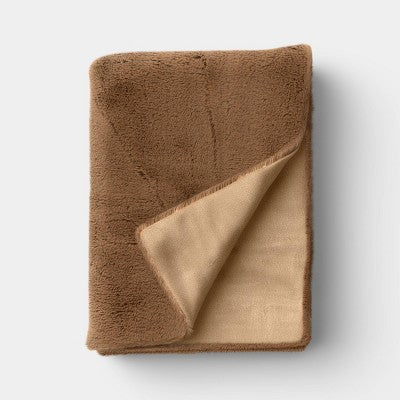 Faux Fur Throw Pillow Camel - Threshold