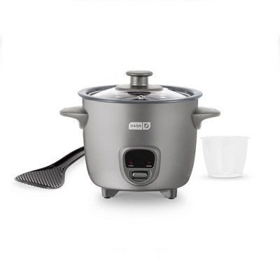 Dash 2-Cup Electric Mini Rice Cooker - Graphite: Small Rice Maker, Automatic Keep Warm, Includes Recipes & Accessories