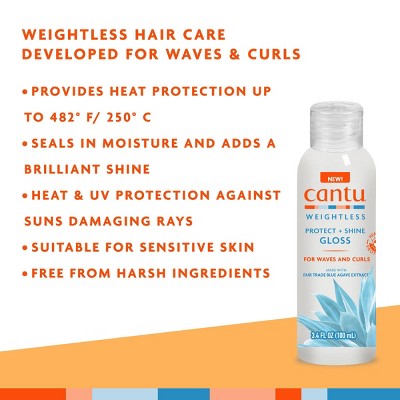 Cantu Weightless Protect + Shine Gloss Liquid Curl Enhancer - 3.4 fl oz: Smoothing for Wavy, Frizzy Hair