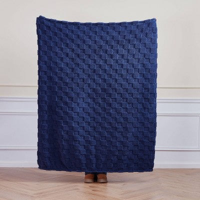 Teen Checkered Plush Throw Blanket Blue - Makers Collective