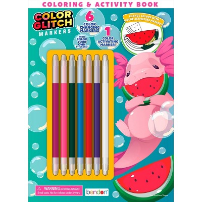 Axolotl Coloring Book with Color Glitch Markers