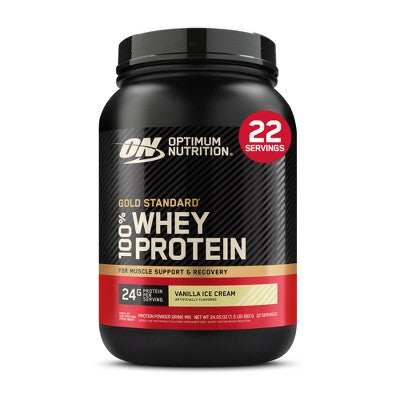 Optimum Nutrition Gold Standard 100% Whey Protein Powder - Vanilla Ice Cream - 22 Servings - 24oz