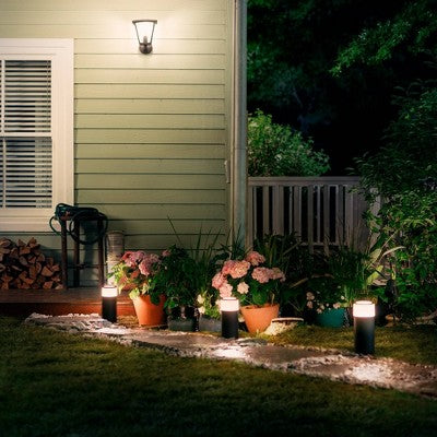 Philips Hue White & Color Ambiance Calla Outdoor Pathway LED Light Extension: Weather-Resistant, 640 Lumens, 4 LED Bulbs