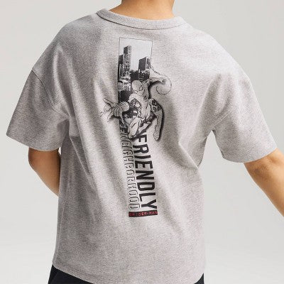 Boys' Short Sleeve Spider-Man Oversized Graphic T-Shirt Gray S