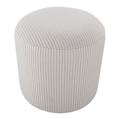 Round Pouf Knitted Gray - LumiSource: Cotton Upholstered, No Assembly, 250lb Capacity