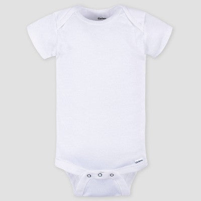 Gerber Baby 4pk Short Sleeve Bodysuits - White 18M: Cotton Ribbed Bodysuits, Crotch Snap, Machine Washable, Infant Apparel