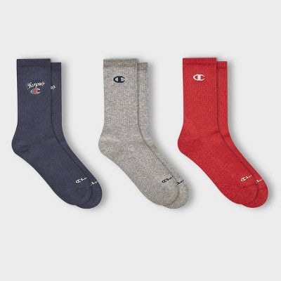 Champion Women's Embroidered 3pk Crew Socks - Navy