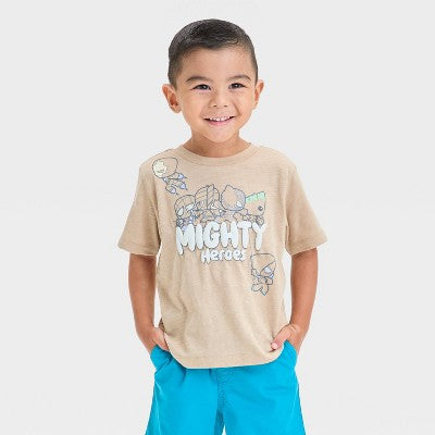 Toddler Boys' Mighty Heroes Short Sleeve Graphic T-Shirt Beige 4T