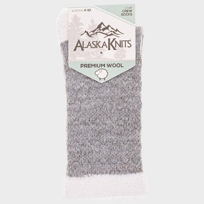 Alaska Knits Women's Puffy Textured Wool Blend Midweight Boot Socks - Gray 4-10