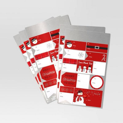 50ct Peel and Stick Christmas Gift Tag Red/Silver - Wondershop