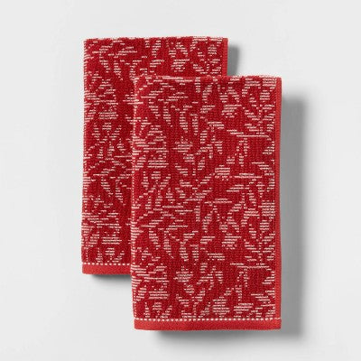 2pk Americana Floral Hand Towels Red - Threshold