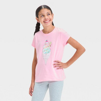 Girls' Short Sleeve Ice Cream Graphic T-Shirt - Cat & Jack L