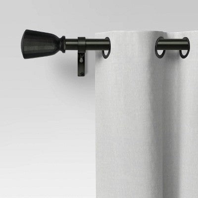 66"-120" Chiseled Cone Curtain Rod Black - Threshold: Steel, Single Rod, 0.875" Diameter, 3.5" Projection (LOCAL PICKUP ONLY)