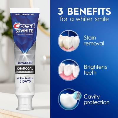 Crest 3D White Advanced Charcoal Teeth Whitening Toothpaste - 3.3 oz