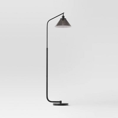 Smoked Glass Floor Lamp Black - Threshold