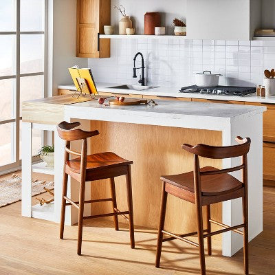 Kaysville Curved Back Wood Counter Height Barstool Walnut: Rubberwood Frame, 250lb Capacity - Threshold designed with Studio McGee (LOCAL PICKUP ONLY)