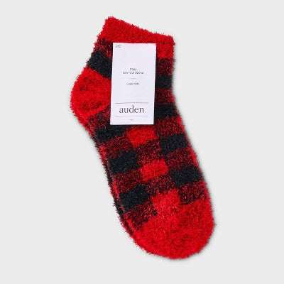 Women's Buffalo Plaid Cozy Low Cut Socks - Auden Red 4-10