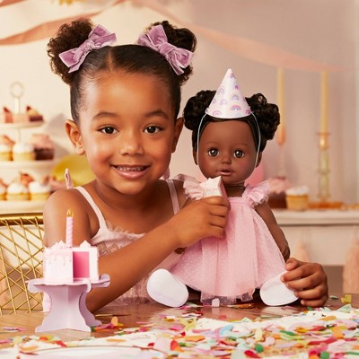 BABY Born 14'' Birthday Doll - Dark Brown Eyes: Curly Black Hair, Soft Body, Home and Family Theme