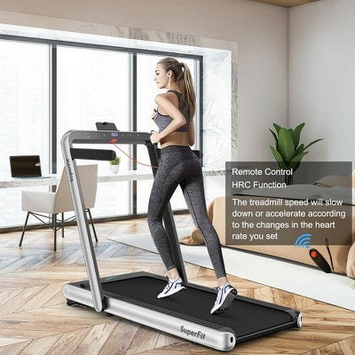 Costway 4.75HP 2 In 1 Folding Treadmill W/Remote APP Control Silver (LOCAL PICKUP ONLY)