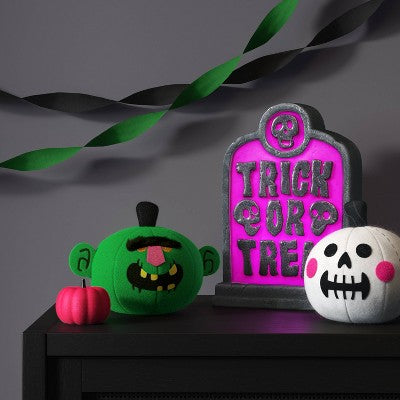 Fabric Pumpkin and Skull Figurine - Hyde and EEK! Boutique White