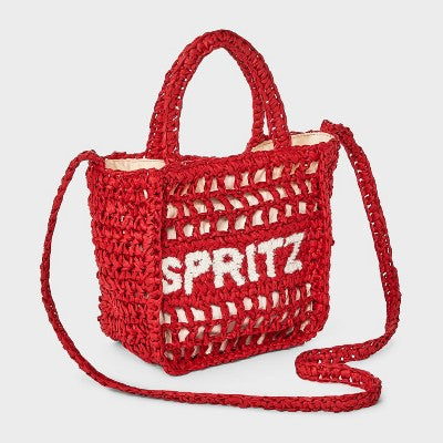 Top Handle Crochet Tote Handbag - Universal Thread Red