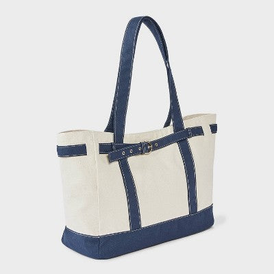 Canvas Large Belted Tote Bag - Universal Thread Blue