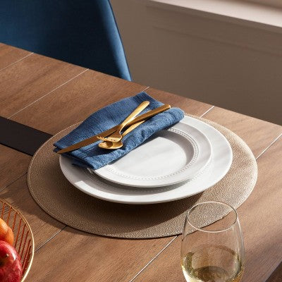 15" Round Pebble Faux Leather Charger Bronze - Threshold: Traditional Placemat, Spring & Fall Decor