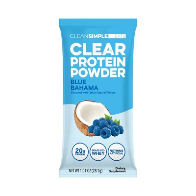 Clean Simple Eats Clear Protein Powder - Blue Bahama - Whey Isolate Protein - 20g Protein - 1.01oz/1 Stick