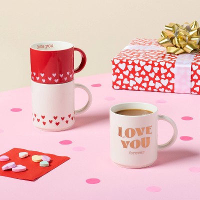 14oz Stoneware Love You Forever Stacking Mug White - Spritz
