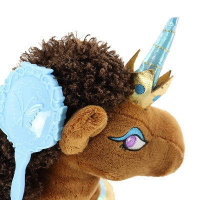 Animal Adventure 4.5'' Afro Unicorn Laying Unicorns Plush Brown