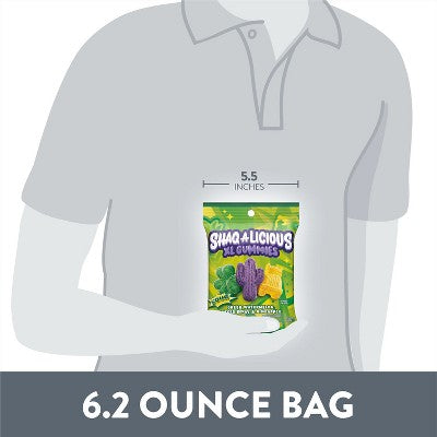 SHAQ-A-LICIOUS Sour Gummies Peg Bag (Pineapple - Watermelon and Mixed Berry Flavors) - 12ct/6.2oz