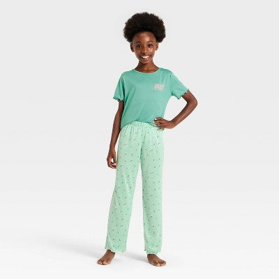 Girls' 2pc Wildflowers Pajama Set - Cat & Jack Green L
