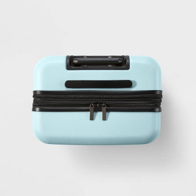 Hardside Medium Checked Spinner Wheels Suitcase Muddy Aqua Blue - Open Story (LOCAL PICKUP ONLY)