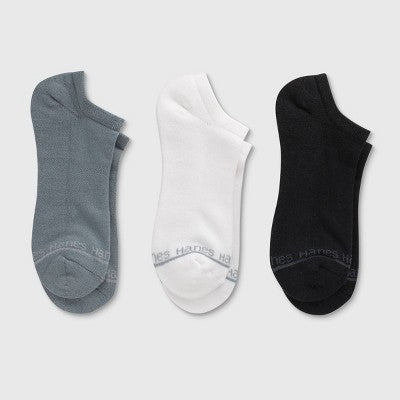 Hanes Originals Premium Men's SuperSoft No Show Socks 3pk - White/Black/Gray 6-12: Arch Support, Cushioned Sole