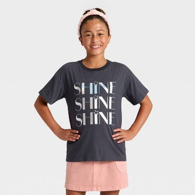Girls' Shine Oversized Graphic T-Shirt - Cat & Jack Gray L