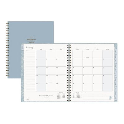 Morris & Co. 8.5"x11" by Blue Sky 2026 Weekly/Monthly Wirebound Planner Hardcover Solid Dearle Blue