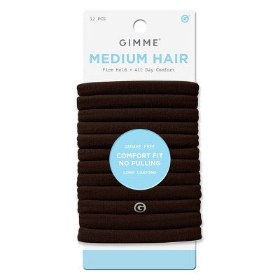 Gimme Beauty Medium Hair Tie Bands - Dark Brown - 12ct