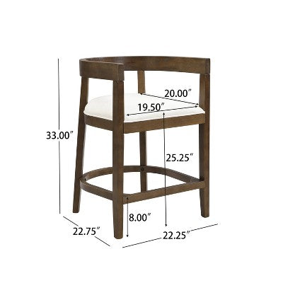 Christopher Knight Home Set of 2 25.25" Gina Upholstered Rubberwood Counter Height Barstools Walnut (LOCAL PICKUP ONLY)