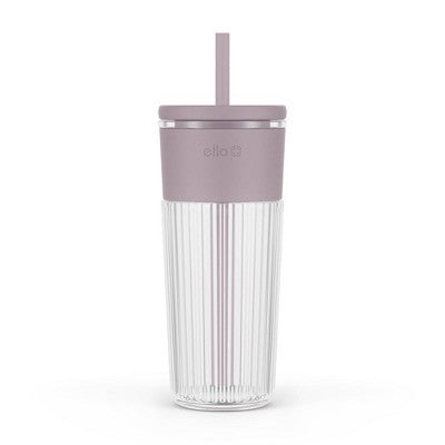 Ello Ava 24oz Glass Straw Tumbler Purple