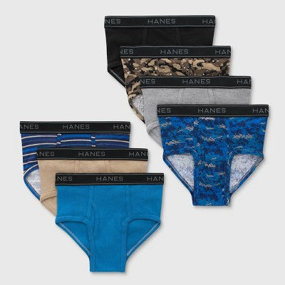 Hanes Boys' 7pk Briefs L: Moisture Wicking, Full Waistband Elastic, Knit Fabric