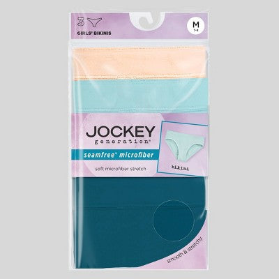 Jockey Generation Girls' 3pk Seamfree Bikini - Blue/Beige S