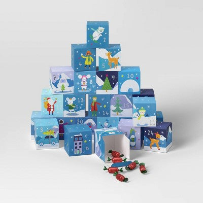 24ct 2"x2" Paper Box Kid's Activity Christmas Advent Calendar - Wondershop
