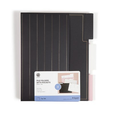 U Brands 9 Pocket File Paper Folders Letter Size Classic Foil