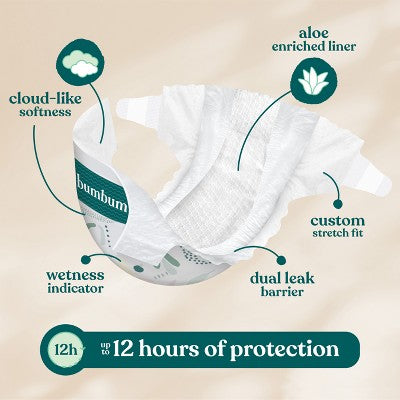 bumbum Luxury Skincare Disposable Diapers - Size 5 - 102ct