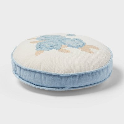 Flower Round Decorative Throw Pillow Light Blue - Room Essentials