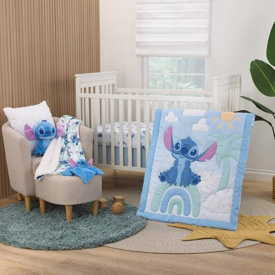 Disney 16" Stitch Stuffed Plush: Baby Blanket, Solid Pattern