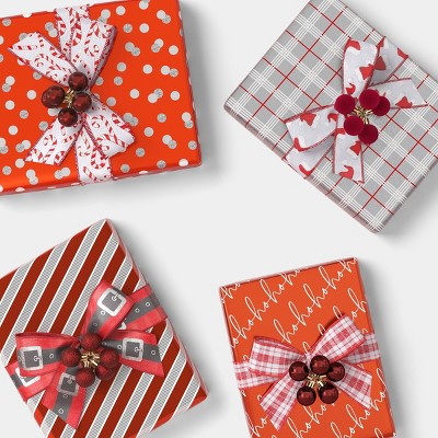 4ct Christmas Monochromatic Gift Toppers Dark Red - Wondershop