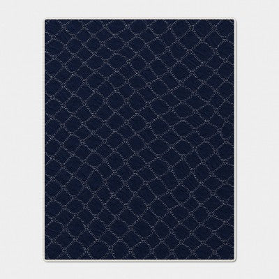 Quilted Net Throw Blanket Blue/Neutral - Room Essentials