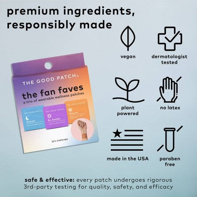 The Good Patch Fan Faves Set Plant-Based Vegan Wellness Patch - 3ct